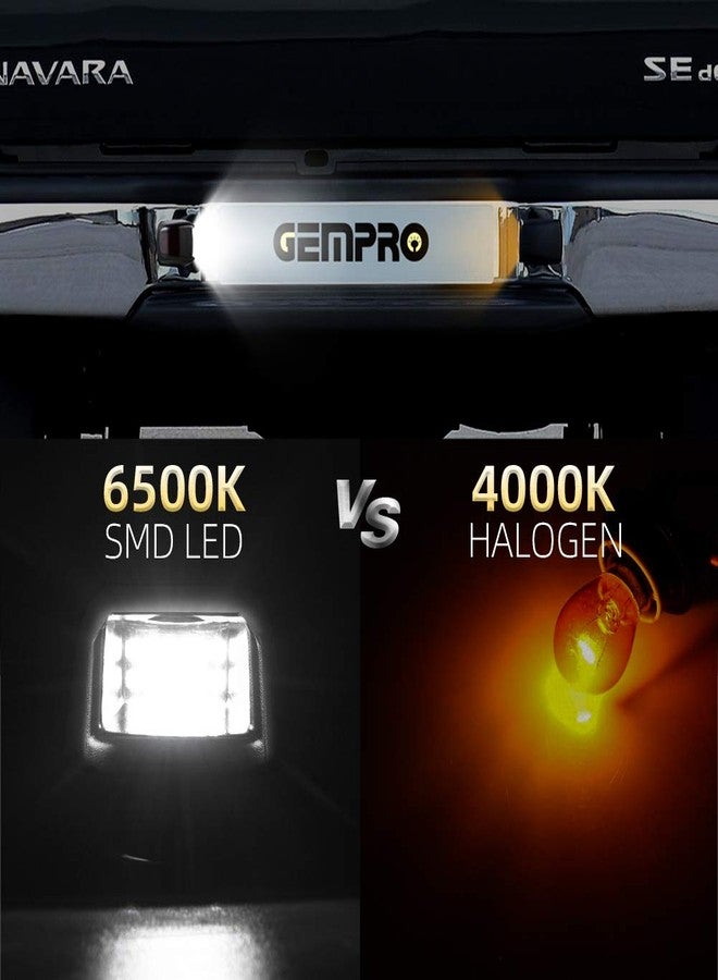Gempro مصباح لوحة ترخيص Gempro، قطعتان من مصابيح LED بديلة للوحة الترخيص، متوافقة مع نيسان فرونتير، تيتان، إكستيرا، أرمادا، سوزوكي إكواتوركس، تعمل بـ 18 مصباح LED أبيض زينون (أسود). - Image 3